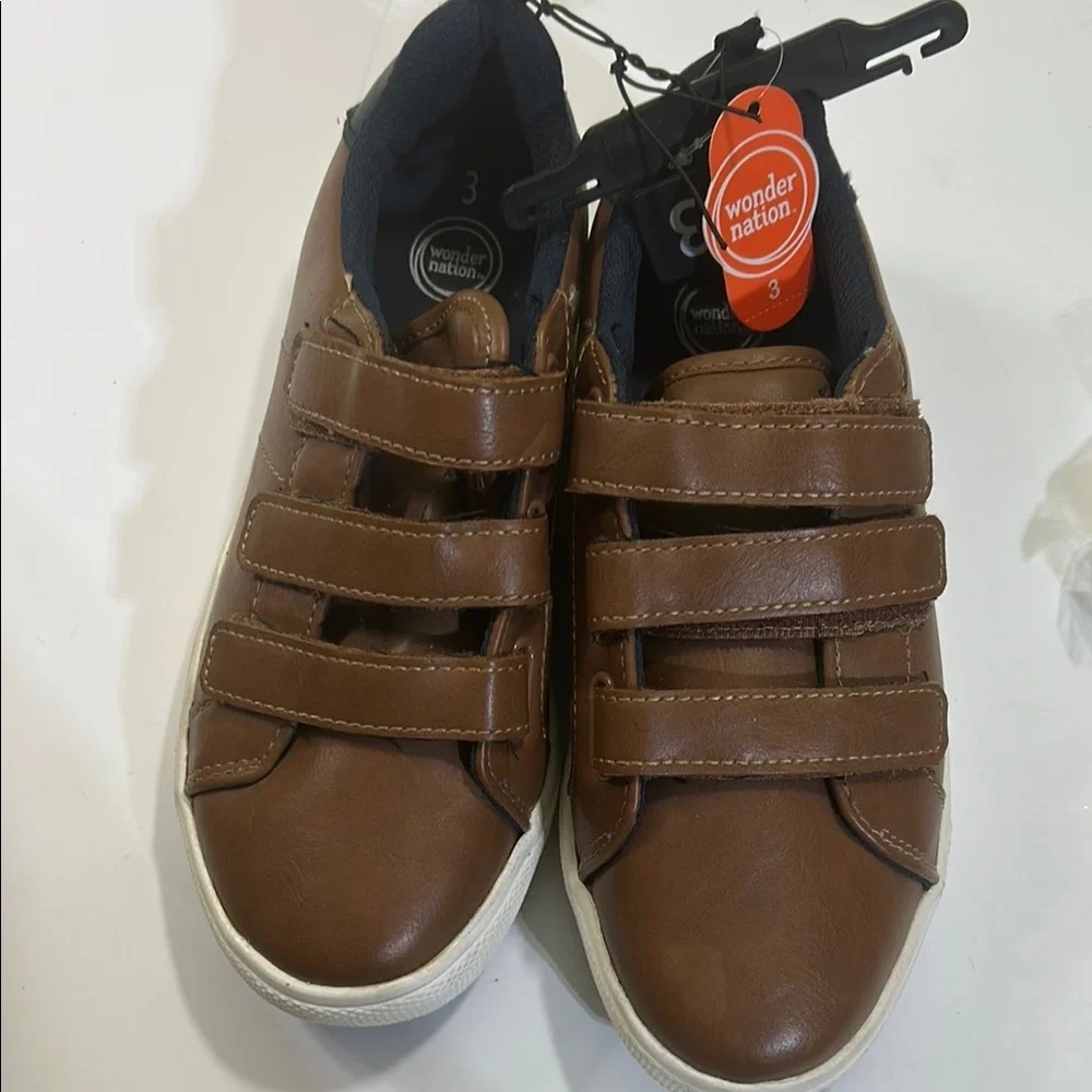 Wonder Nation Brown Sneakers with Velcro Straps